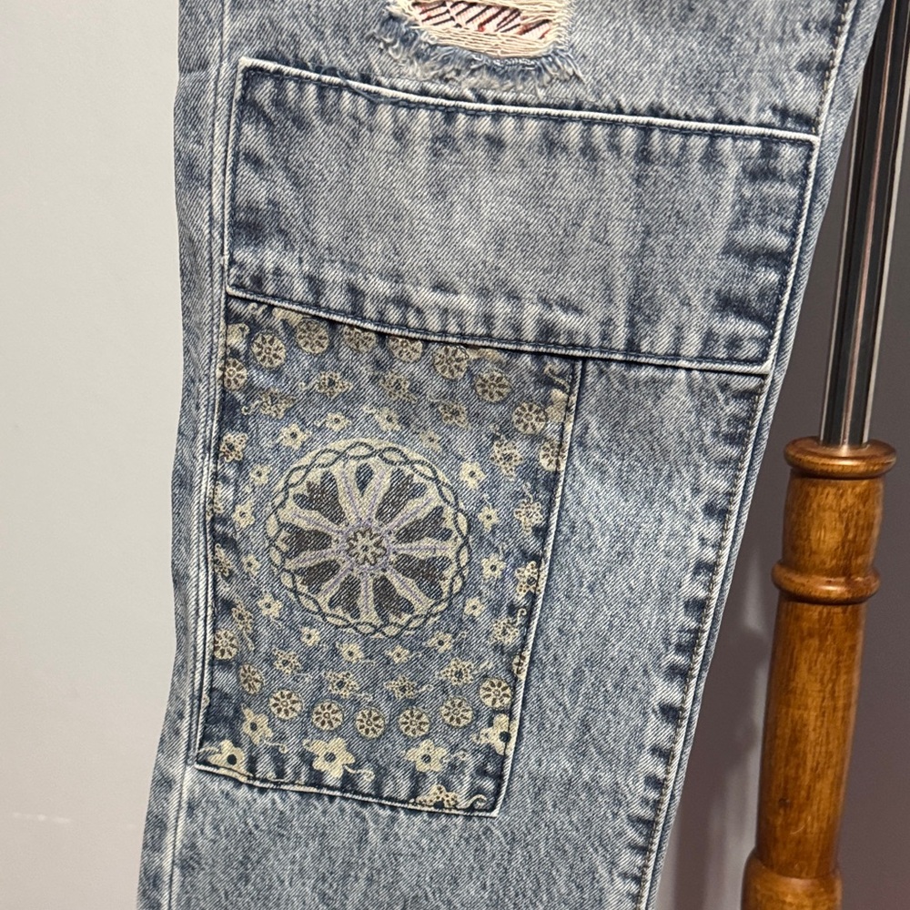 KanCan Patchwork Light Blue Straight Leg Jeans NWT - image 2